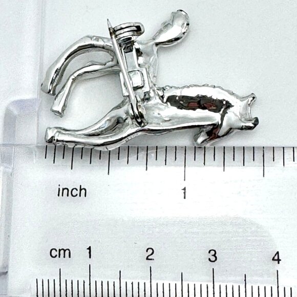 Horse Brooch Pin Silver Tone Vintage Running Design Approx. 1.5"x1" - Picture 3 of 8